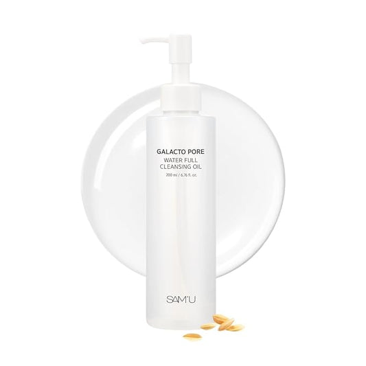 SAM'U Galacto Pore Water Full Cleansing Oil for Face, Korean Facial Cleanser & Makeup Remover with Galactomyces & Rice bran Oil, Non-Comedogenic, All Skin Types, 6.76 fl oz