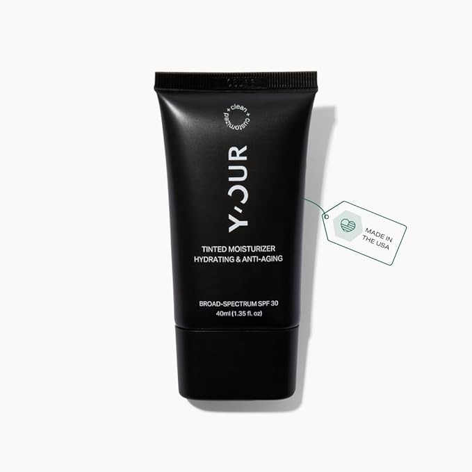 Y’OUR Tinted Moisturizer: Hydrating & Anti-Aging Tinted SPF 30, UV Protection Makeup; Sheer to Medium, Buildable Coverage; Oil-Free for Dry, Oily & Combination Skin. Made in USA. 1.35 fl. oz (Deep)