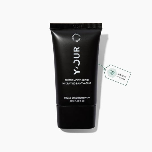 Y’OUR Tinted Moisturizer: Hydrating & Anti-Aging Tinted SPF 30, UV Protection Makeup; Sheer to Medium, Buildable Coverage; Oil-Free for Dry, Oily & Combination Skin. Made in USA. 1.35 fl. oz (Light)