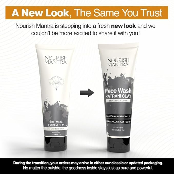 Nourish Mantra-Ratrani Moroccan Lava Face Wash | Enriched With Moroccan Clay, Activated Charcoal & Vitamin E | Face Wash For All Skin Types | Paraben & SLS, SLES Free