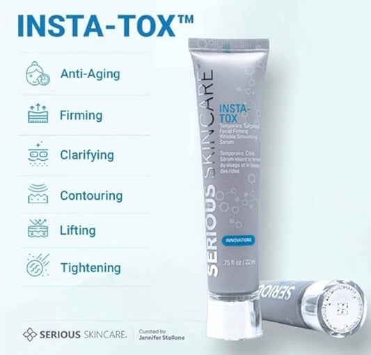 Serious Skincare INSTA-TOX Instant Wrinkle Filler for Face Serum, to Smooth + Blur Fine Lines, Deep Wrinkles, Lip Lines, Crow’s Feet & Pores, Temporary Face Tightener, .75 oz