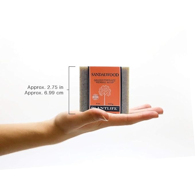 Plantlife Sandalwood 3-Pack Bar Soap - Moisturizing and Soothing Soap for Your Skin - Hand Crafted Using Plant-Based Ingredients - Made in California 4oz Bar