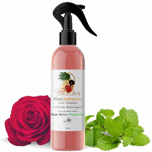 Rose Water For Locs, Daily Moisturizing Refreshing Spray, Rose Water For Hair, Rosewater and Peppermint Hair Scalp Moisturizer. (2 OUNCES)