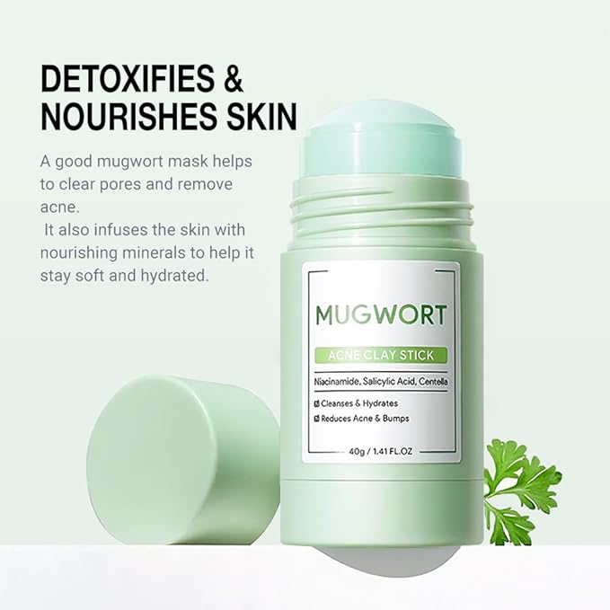 Clay Mask For Face Skincare, Blackhead Remover Face Mask with Mugwort Extract, Deep Pore Cleansing, Moisturizing, Skincare Facial Mask for Refining Pores and Controlling Oil, 40g/1.35oz