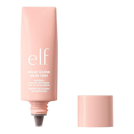 e.l.f. Halo Glow Skin Tint SPF 50, Tinted Moisturizer For Light, Buildable Coverage, Creates A Natural Glow, Vegan & Cruelty-Free, 18 Rich Neutral