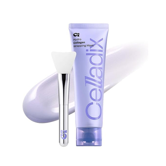 Hydro Collagen Wrapping Mask – Overnight Hydrating & Firming Peel-Off Face Mask, Vegan Collagen, Niacinamide–Pore Minimizing & Radiance Boost, Korean Skincare, 2.53 Fl Oz (Jelly Brush Set)