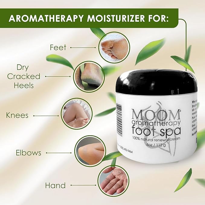 MOOM Foot Spa Cream – 100% Natural Foot Renewal, foot cream infused with Essential Oils for Soft, Smooth Feet, Aromatherapy Moisturizer for Dry, Cracked Heels,Feet,Knees,Elbows,Hands