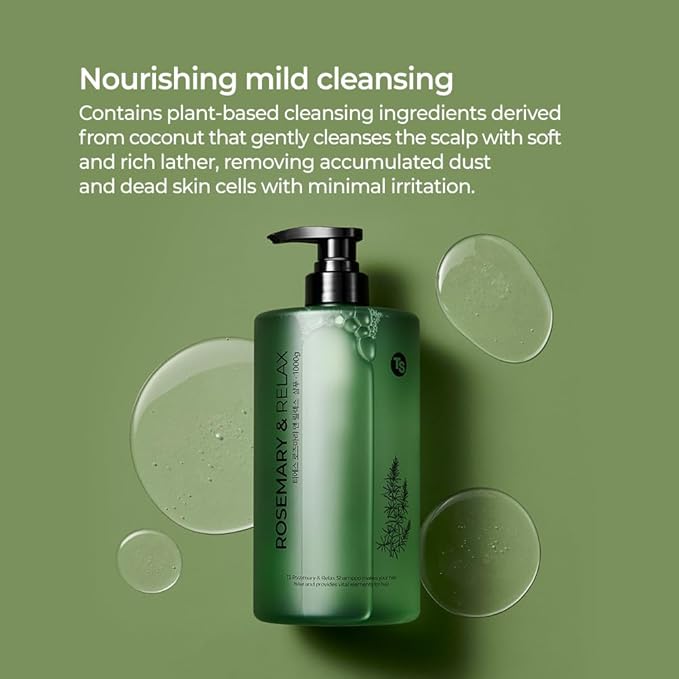 TS Rosemary & Relax Shampoo (1000g) Hydrating & Calming | Natural Ingredients | Sulfate-Free | Korean Shampoo