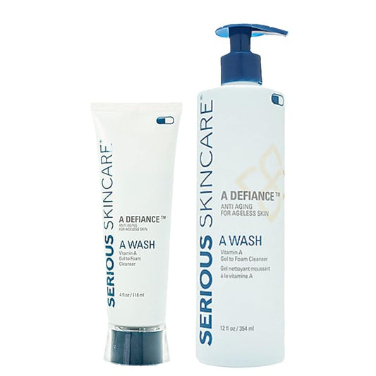 Serious Skincare - Gentle Exfoliating Retinol Facial Cleanser - Skin Hydrating Gel to Foam Vitamin A Wash - Clarify Pores - Removes Makeup, Oil, SPF - Avena Sativa Extract - 12 Oz + 4 Oz