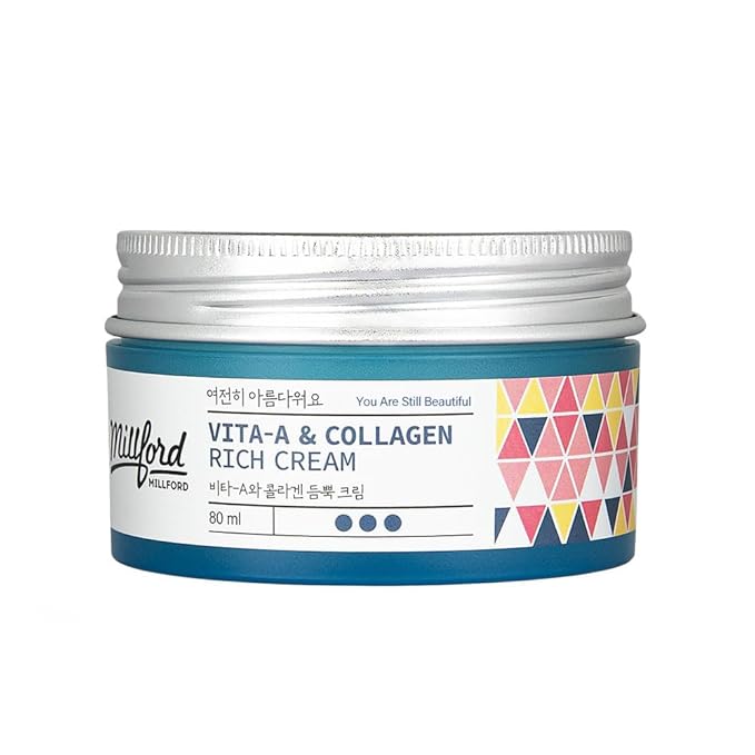 Vita A & Collagen Rich Cream 80ml/2.7 Oz, Fish/Marine Collagen, Face Cream, Anti Aging, Facial Moisturizer, Wrinkes, Fine Lines, Retinyl Palmitate, Korean Skincare