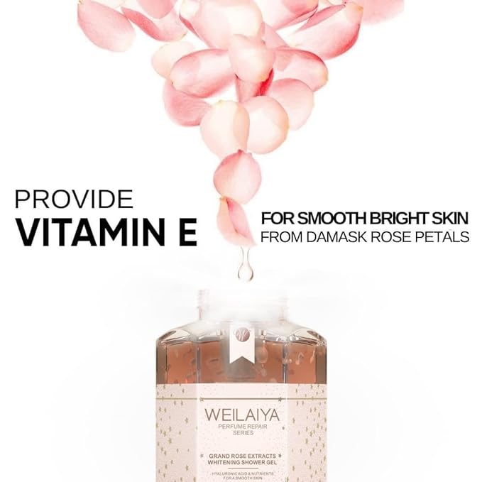 Weilaiya Damask Grand Rose Extract Shower Gel – 450mL / 15.2 fl oz – Moisturizing Body Wash with Natural Rose Essence – Gentle, Hydrating, Aromatherapy Cleanser for All Skin Types