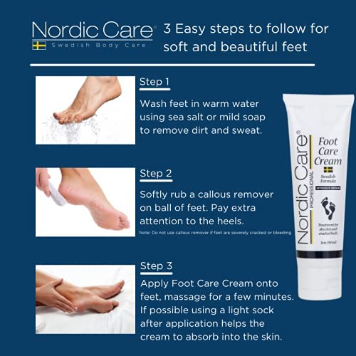 Foot Cream by Nordic Care for dry skin and cracked heels, 32oz with pump