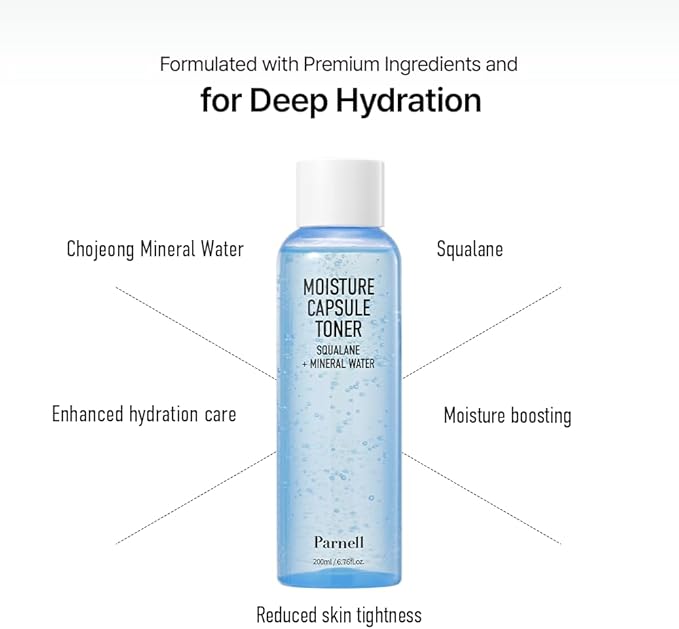 Parnell Squalane Mineral Water Moisture Capsule 200ml / 6.76 fl.oz | Hydrating Toner for face, Skin Barrier Toner, Korean Skin Care | kbeauty