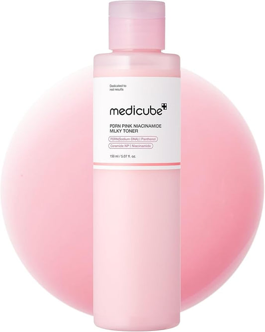 medicube PDRN Pink Niacinamide Milky Toner for Hydrating, Moisturizing, Soothing, Ceramide, Peptide, Glass Glow Skin, Korean Skincare | 150ml 5.07 fl. Oz.