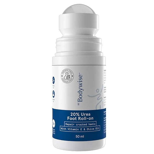 Be Bodywise 20% Urea Foot Cream Roll On 50ml | For Dry, Cracked Heels and Feet | With Lactic Acid, Olive Oil & Vitamin E | Helps Repair and Moisturise Cracked Heels
