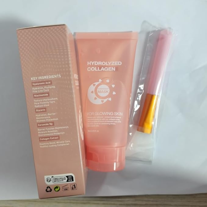 Overnight Collagen Face Mask 75g – Hydrating Peel-Off Sleep Mask for Smooth, Dewy Skin with Niacinamide and Glycerin (1PC)