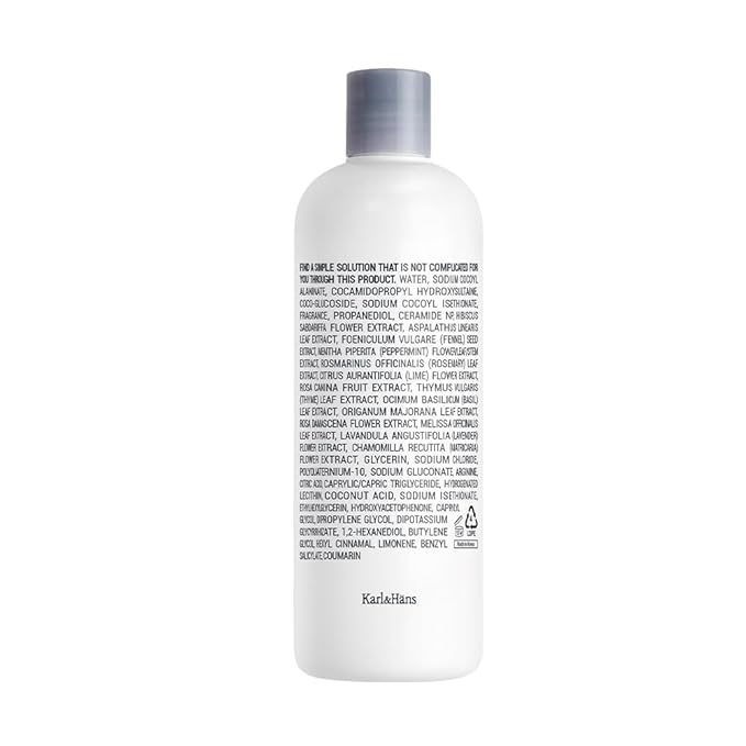 Karl&Hans Botanic Gourmand Coconut Vegan Shampoo Organic - Sulfate-Free, Moisturizing, Nourishing Shampoo with Coconut Oil&Natural Flower Extracts for Dry and Damaged Hair and Scalp Repair, 13.2 fl oz