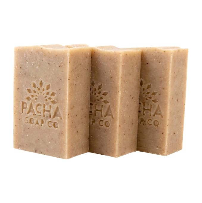 Pacha Soap Co. Bar Soap, Dirty Hippie, 3-Pack (4 oz ea) - Scents of Patchouli, Nutmeg, & Clove - Premium, Handcrafted, Hydrating, Natural Face Wash, Hand Cleanser, Body Wash, Soothing Essential Oils