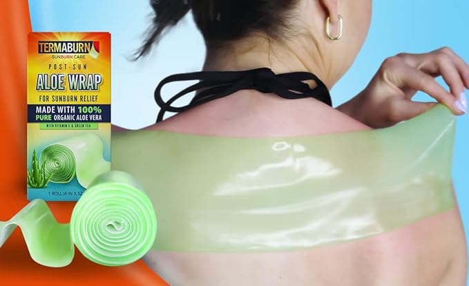 Aloe Wrap for Sunburn Relief – Hydro-Gel Aftersun Treatment with 100% pure aloe vera Gel | Second Skin aloevera gel for burns and peeling irritation | Great for Tattoo Aftercare and Sun Care