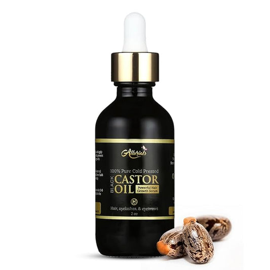 Allurials Organic Castor Oil – 2 Fl Oz | 100% Pure & Natural | Premium-Grade Carrier Oil for Hair Growth, Eyelashes & Eyebrows | Moisturizing Oil for Skin & Body