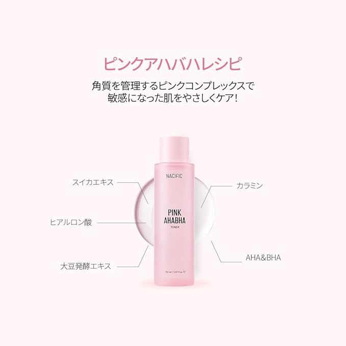 NACIFIC Pink AHA BHA Toner Watermelon extract, Glow, Moisturizing, Hyaluronic Acid 150ml, 5.07fl.oz