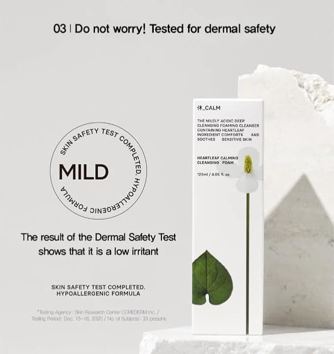 Heartleaf Calming Cleansing Foam - Korean Skincare Face Wash for Sensitive Skin, Makeup Remover & Hydrating Cleanser with Centella & Bamboo Extracts - Hypoallergenic & EWG Green Ingredients, 120ml