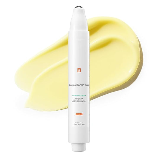 VITA Clinic Vitamin Eye Cream, Korean Skincare with 5% Arbutin, 2% Niacinamide, Hyaluronic Acid, Glutathione, Seabuckthorn Eye Serum for Fine Lines & Wrinkles, Puffiness, 15ml / 0.5 fl. oz.
