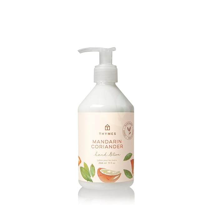 Thymes Moisturizing Hand Lotion for Dry Skin - Moisturizer for Beauty and Personal Care - Luxury Hand Lotion for Women & Men with Shea Butter & Aloe Vera (Mandarin Coriander, 9 fl oz)