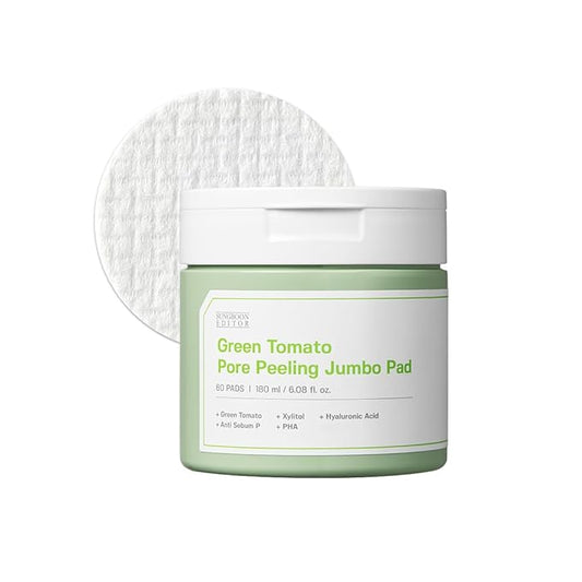 SUNGBOON EDITOR Green Tomato Pore Peeling Pad 60 Sheets | Exfoliating PHA Toner Pads with Green Tomato & Hyaluronic Acid | Pore Minimizer for Face | Korean Skincare