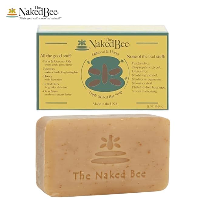 The Naked Bee Oatmeal & Honey Triple Milled Soap, 5 Ounce, 3 Pack, Orange Blossom Honey