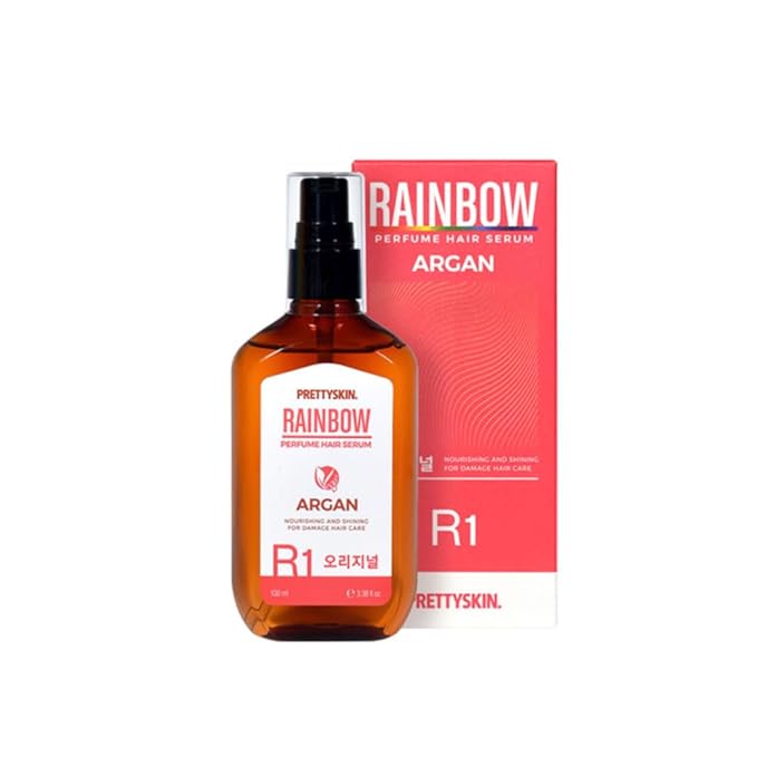 PRETTYSKIN Rainbow Perfume Vegan Hair Serum with Argan Oil, Sweet Almond Oil, Jojoba Oil, Macadamia Oil – Hydrating, Frizz Control, Lightweight Nourishing Treatment – 100ml (R1 Original)