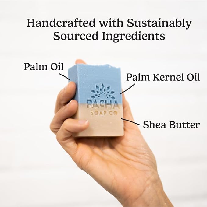 Pacha Soap Co. Bar Soap, Sand & Sea, 3-Pack (4 oz ea) - Scents of Clary Sage & Sandalwood, Premium, Handcrafted, Hydrating, Natural Face Wash, Hand Cleanser, Body Wash, Soothing Essential Oils