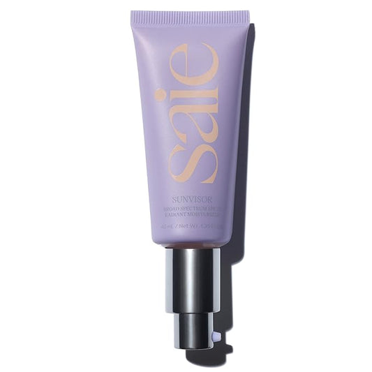 Saie Sunvisor Broad Spectrum Sunscreen Moisturizer SPF 35 - Hydrating Daily Face Sunscreen with 100% Sheer Mineral Zinc Oxide, Hyaluronic Acid + Vitamin C for Radiant, Dewy Skin (1.35 fl oz)