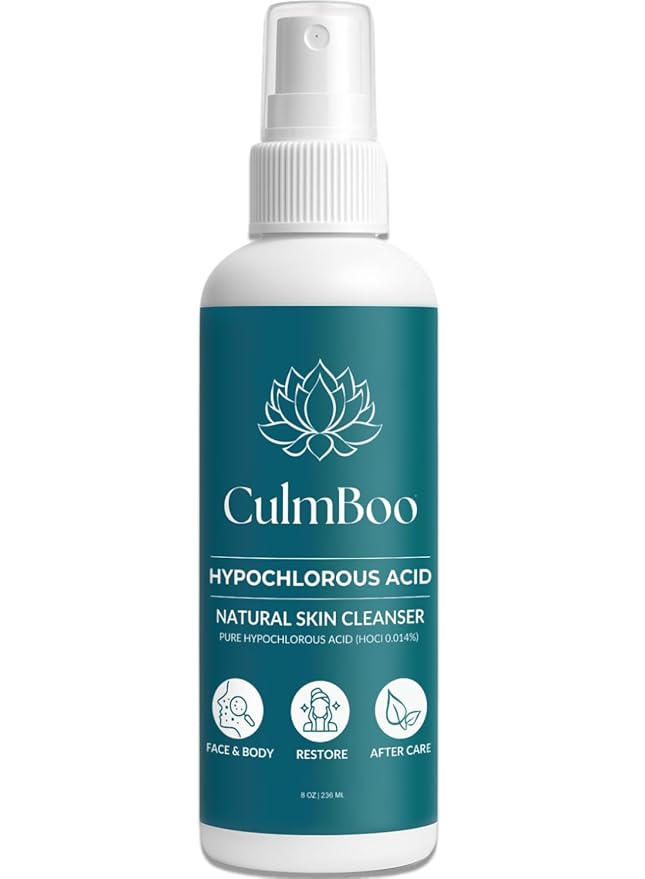 Hypochlorous Acid Spray for Face & Skin - HOCl, Acne Prone Skin, Eczema, Natural Tattoo Aftercare, Piercing Aftercare Spray, Eye Lash Cleanser, Face Mist Toner, Wound Care Cleanser, 8 Fl Oz