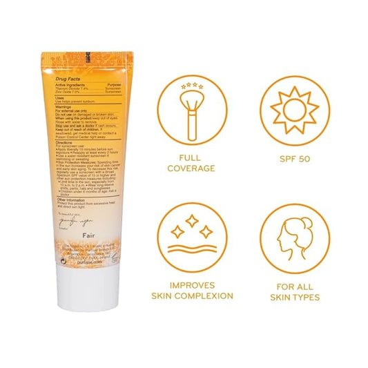 pürlisse Youth Glow Vitamin C CC Cream with SPF 50 - Color Corrector Enriched with Sea Buckthorn, Vitamin C & Hyaluronic Acid - Boosts Radiance & Youthfulness - Paraben-Free - Light Medium (1.4 oz)