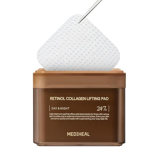MEDIHEAL Retinol Collagen Lifting Pad - Vegan Face Hypoallergenic Pads with Retinol, Collagen - Lifting Pads for Enhancing Skin Texture Firmness 100 Pads
