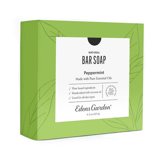 Edens Garden Peppermint Bar Soap - Natural Cold-Processed Soap with Pure Essential Oils for Hydrating, Moisturizing, & Calming Skin - Handmade Aromatherapy Bath Soap for Face & Body, 4.5 oz (127 g)