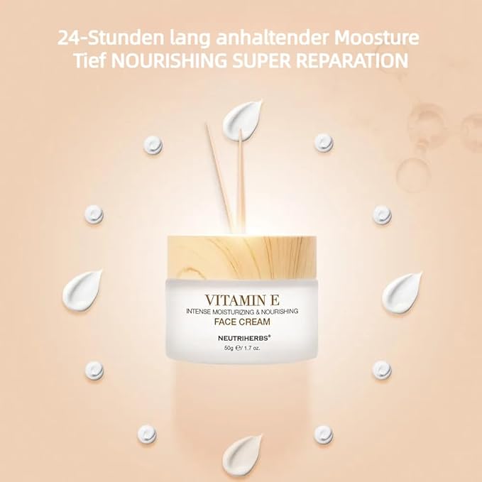 Neutriherbs Vitamin E Face Cream,Day and Night Facial Moisturizer for Women and Men, Nourishing and Hydrating Fit for Sensitive Skin - 1.7 oz