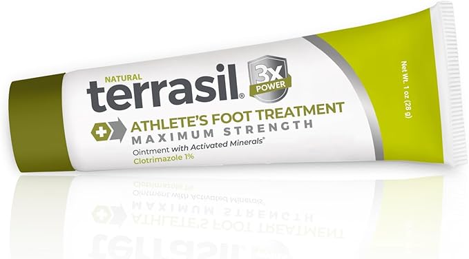 terrasil Athletes Foot Cream with Clinically Proven 1% Clotrimazole, Extra Strength Antifungal Ointment for Treatment of Itchy Feet & Peeling Skin, for Men and Women (1oz)