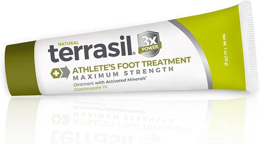 terrasil Athletes Foot Cream with Clinically Proven 1% Clotrimazole, Extra Strength Antifungal Ointment for Treatment of Itchy Feet & Peeling Skin, for Men and Women (1oz)