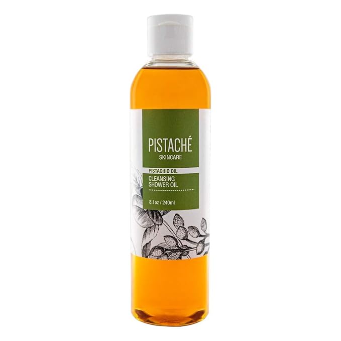 Pistaché Skincare Pistachio Oil Cleansing Shower Oil | Oil-to-Foam Formula | Moisturizing & Nourishing Body Wash with Vitamin E & Antioxidants, 8.1 oz