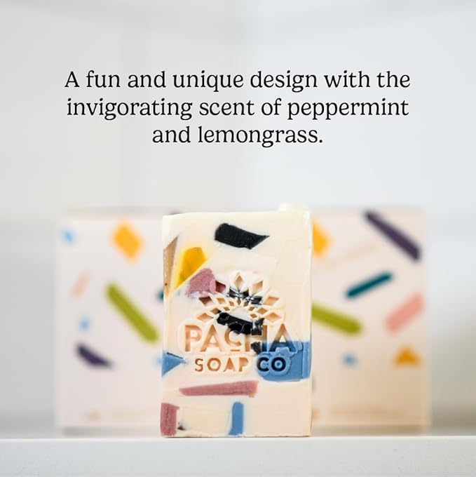 Pacha Soap Co. Bar Soap - Premium, Handcrafted, Hydrating, Natural Face Wash, Hand Cleanser, Body Wash, Soothing Essential Oils (Pachafetti, 5-Pack, 4 oz ea)