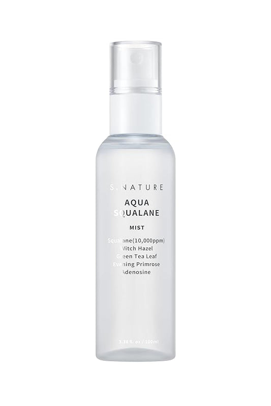 AQUA SQUALANE MIST, Vegan, Face Spray, Light-weight Face Moisturizer, Hydrating Mist for Glow Skin, Green Tea Extract for soothe skin, Korean Skincare (100ml, 3.38 fl oz.)
