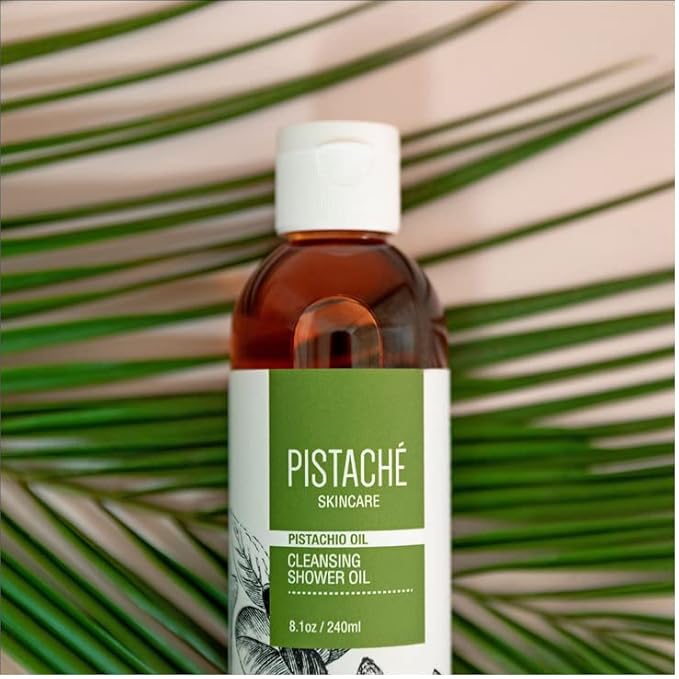 Pistaché Skincare Pistachio Oil Cleansing Shower Oil | Oil-to-Foam Formula | Moisturizing & Nourishing Body Wash with Vitamin E & Antioxidants, 8.1 oz