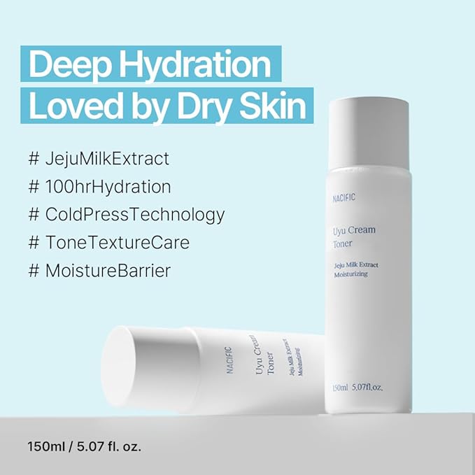 NACIFIC Jeju Uyu Cream Toner Facial Toner 5.07fl. oz. 150ml with Jeju Milk Extract Ceramide 5 Complex Moisture Lasting Natural Ingredients Korean Skin Care