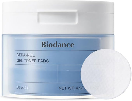 Biodance Cera-NOL Gel Toner Pads, Hydrating & Soothing for Sensitive Skin, Redness Reducing, Gentle Exfoliating Toner Pads, Korean Skincareㅣ4.93 fl.oz.(140g)*60Pads