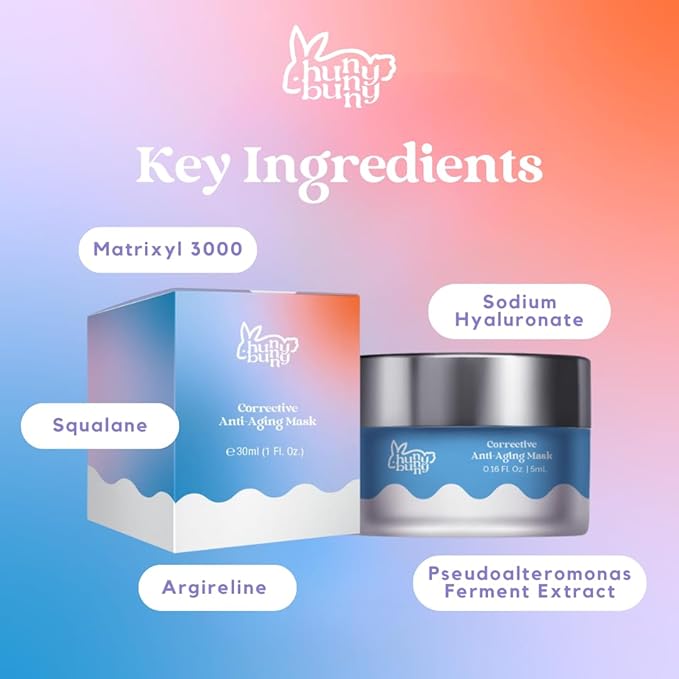 Hunny Bunny Corrective Anti-Aging Night Cream & Mask Hybrid with Peptides, Hyaluronic Acid & Squalane – 2-in-1 Firming, Hydrating & Anti-Wrinkle Treatment, 30mL - Made in USA