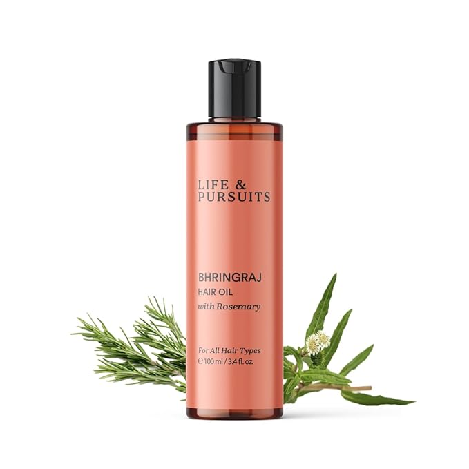 Life & Pursuits Bhringraj Hair Growth Oil 3.4 Fl Oz, Natural Ayurveda Scalp Therapy For Men & Women| Rosemary, Amla, Hibiscus, Tea Tree & Coconut| Reduces Itchiness & Dryness| Nourishes Damaged Hair