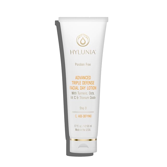 Hylunia Triple Defense Day Lotion | Age-Defying Moisturizer | Vitamin C, Turmeric & Titanium Dioxide | Hydrate, Protect & Rebuild Collagen | Clean, Non-Toxic Formula | All Skin Types | 1.7 fl. oz.