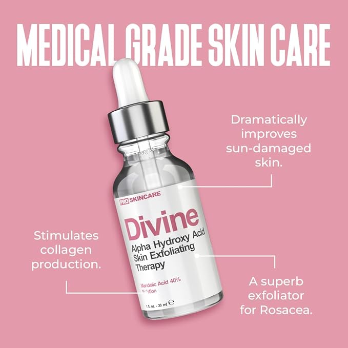 Mandelic Acid Clearing Serum for Acne Scars, Folliculitis, Aging Skin, Dark Spots - 40% Mandelic Acid Peel AHA Liquid Exfoliant, Clinical Grade Facial Peeling Solution